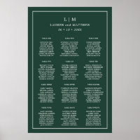 Simple Forest Green Monogram Elegant Wedding