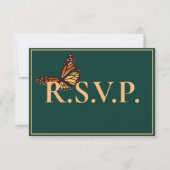 Simple Forest Green RSVP avec Monarch Butterfly QR (Devant)