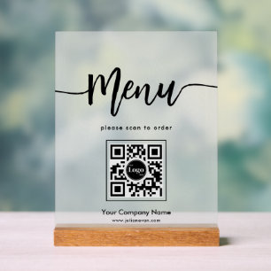 Simple Frosted Minimaliste Code QR Script de menu