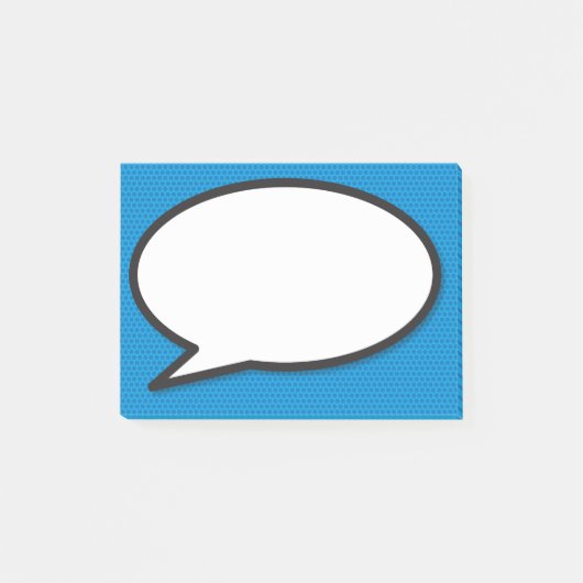Simple Fun Comicstrip Spreekwolk Blauw Post-it® Notes (Voorkant)