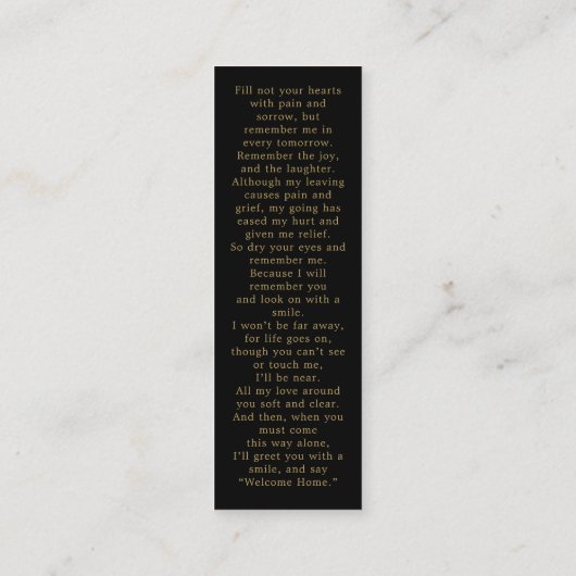 Simple Funérailles 3 Photo Gold Carte de prière no (Dos)