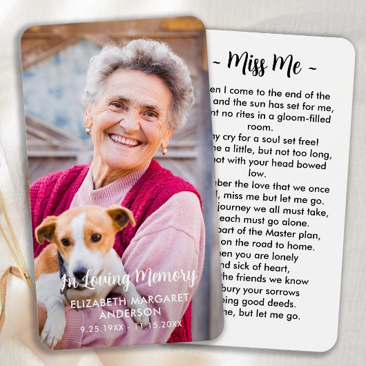 Simple funéraire moderne Photo carte de prière com