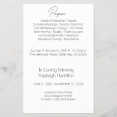 Simple Funeral Celebration of Life Program Budget Flyer (Achterkant)