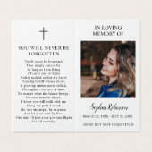 Simple Funeral Memorial Photo Folder Prayer Kaart (Buitenkant ongevouwen)