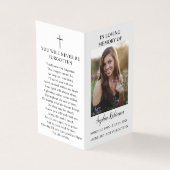 Simple Funeral Memorial Photo Prayer Card (Outside)