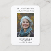 Simple Funeral Memorial Photo Prayer Card Visitekaartje (Voorkant)