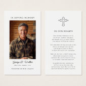 Simple Funeral Memorial Prayer Photo Card (Devant & derrière)