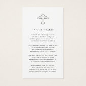 Simple Funeral Memorial Prayer Photo Card (Dos)