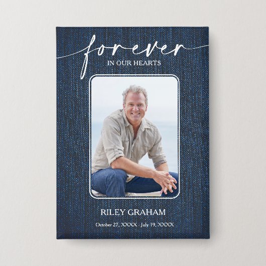 Simple Funeral Photo Sympathy Memorial Button (Voorkant)