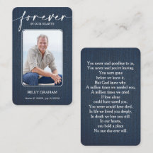 Simple Funeral Photo Sympathy Memorial Prayer Card