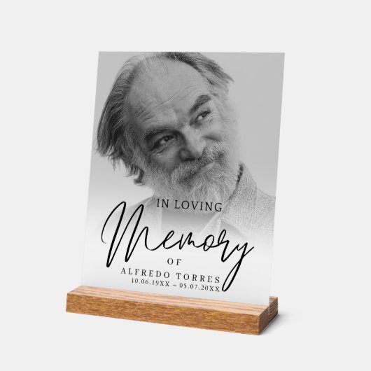 Simple Funeral Sympathy Photo Memorial Acryl Bord (Hoek)