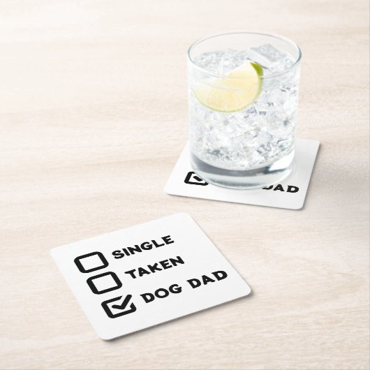 Simple Funny Checkbox Single, Take, Dog dad Vierkante Kartonnen Onderzetter (Insitu)