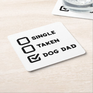 Simple Funny Checkbox Single, Take, Dog dad Vierkante Kartonnen Onderzetter