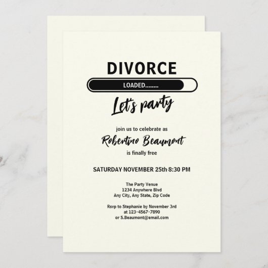 Simple Funny Divorce Loading Support Party Kaart (Voorkant / Achterkant)