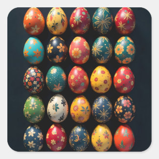 Simple Garden Easter Eggs Vierkante Sticker