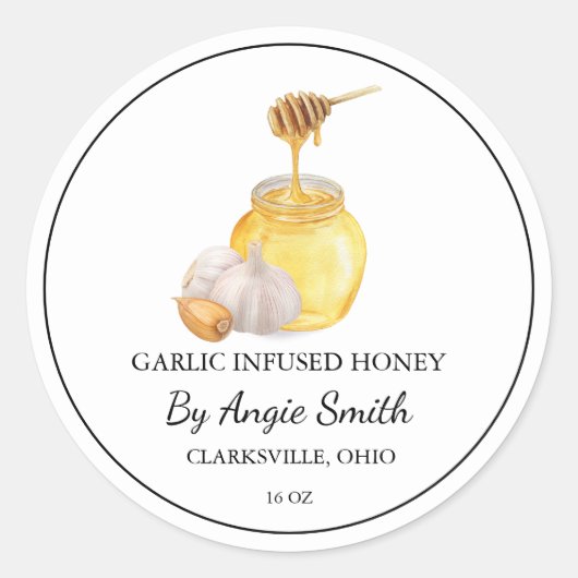 Simple Garlic Infused Honey Label (Voorkant)