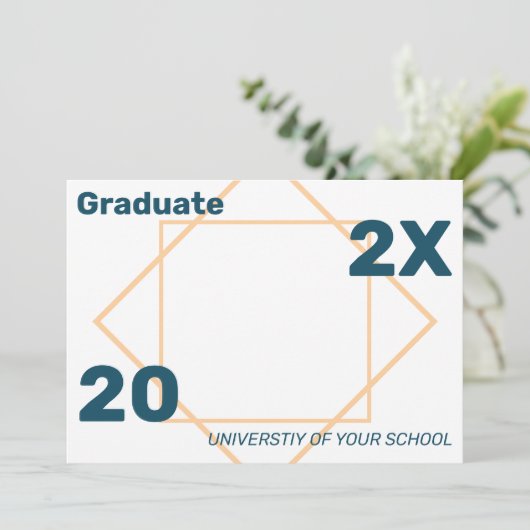 Simple Geometric Photo Afstuderen Invitation Kaart (Staand voorkant)