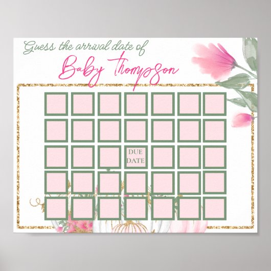 Simple Gold Blush Pink Baby shower Games Poster (Voorkant)