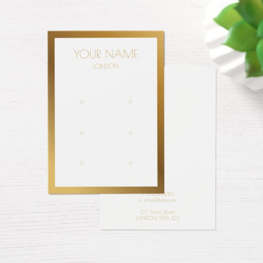 Simple gold border earring display card (Bureau)