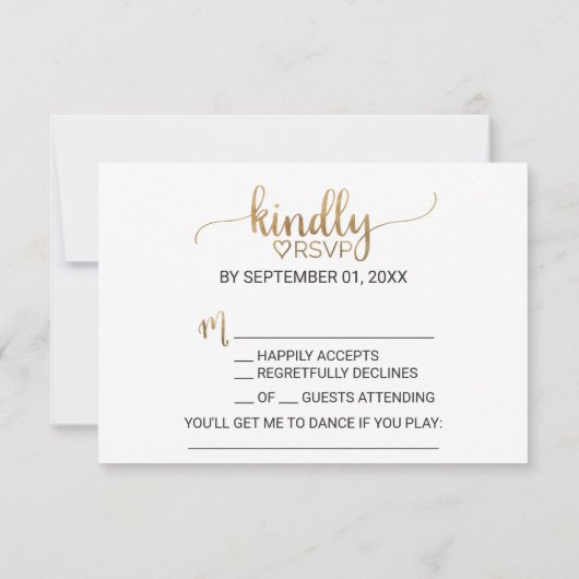 Simple Gold Calligraphie Demande de chanson Carte (Dos)