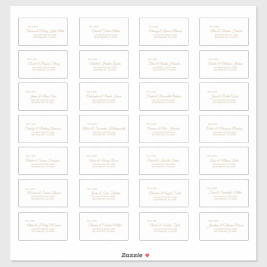 Simple Gold Calligraphy Étiquettes de adresse invi (Feuille)