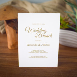 Simple Gold Calligraphy Wedding Brunch Kaart