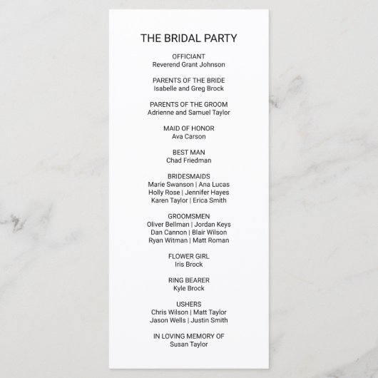 Simple Gold Calligraphy Wedding Programme (Dos)