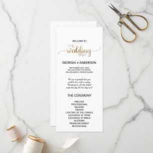 Simple Gold Calligraphy Wedding Programme