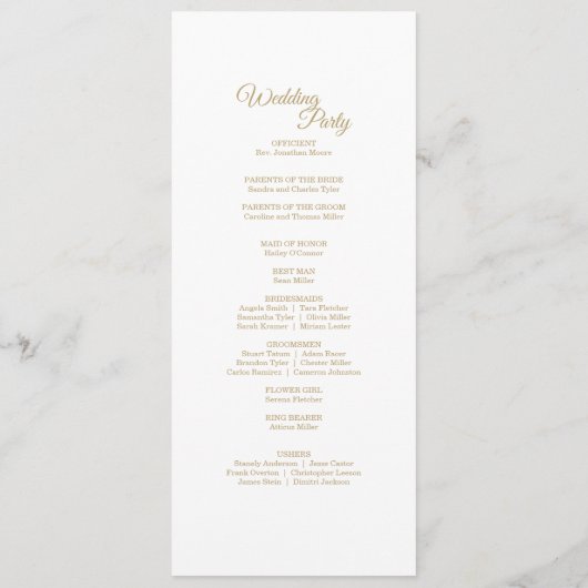 Simple Gold Calligraphy Wedding Programme (Dos)