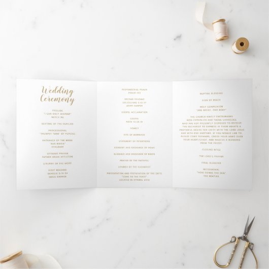 Simple Gold Calligraphy Wedding Programme (Intérieur)