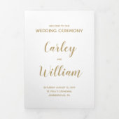 Simple Gold Calligraphy Wedding Programme (Page de couverture)