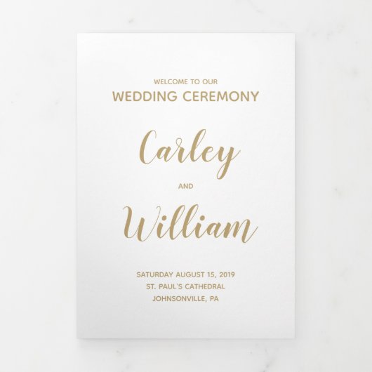 Simple Gold Calligraphy Wedding Programme (Page de couverture)