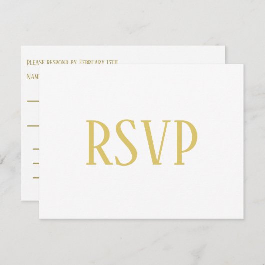 Simple Gold - Carte postale RSVP (Devant / Derrière)