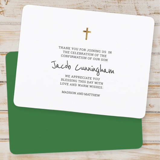 Simple Gold Cross Confirmation Carte de remercieme