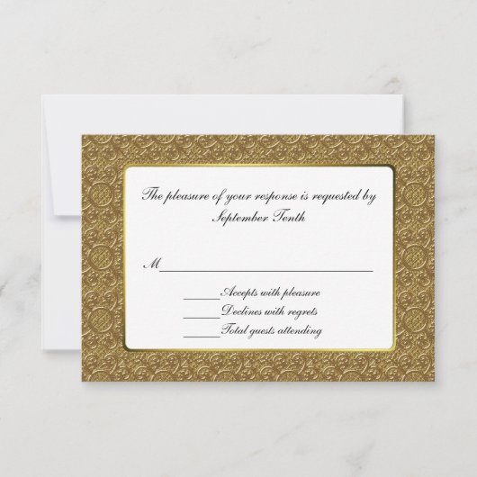 Simple Gold Elegance Wedding Carte de réponse RSVP (Devant)