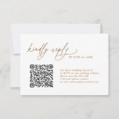 Simple Gold Floral QR code Wedding RSVP Cards (Devant)
