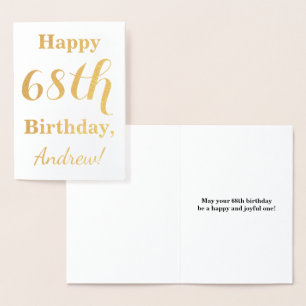 Simple Gold Foil "HAPPY 68th BIRTHDAY" + naam Folie Kaarten