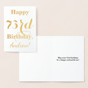 Simple Gold Foil "HAPPY 73rd BIRTHDAY" + naam Folie Kaarten