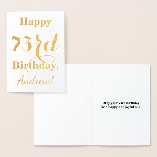 Simple Gold Foil "HAPPY 73rd BIRTHDAY" + naam Folie Kaarten (Display)