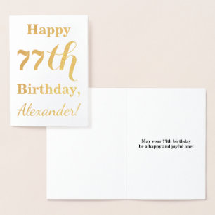 Simple Gold Foil "HAPPY 77th BIRTHDAY" + naam Folie Kaarten