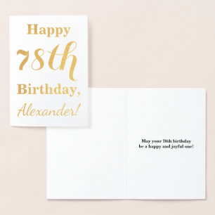 Simple Gold Foil "HAPPY 78th BIRTHDAY" + naam Folie Kaarten