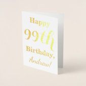 Simple Gold Foil "HAPPY 99th BIRTHDAY" + naam Folie Kaarten (Voorkant)