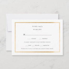 Simple Gold Foil Lijst bruiloft rsvp Kaartje
