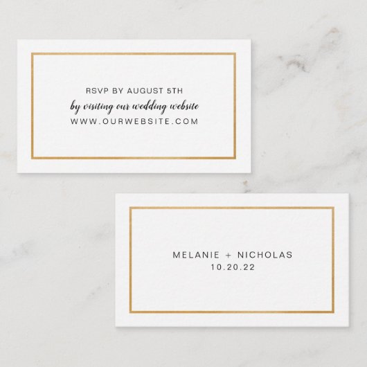 Simple Gold Frame mariage RSVP carte en ligne (Devant / Derrière)