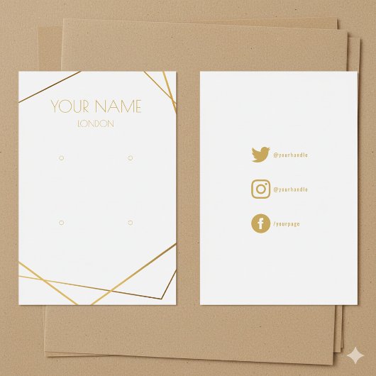 Simple gold geometric earring display card