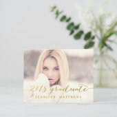 Simple Gold Glam | Uitnodiging voor afstudeerfeest (Staand voorkant)