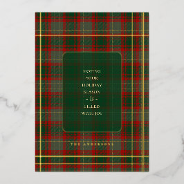 Simple gold Holiday Buffalo Plaid Christmas Folie Feestdagenkaart