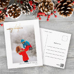 Simple Gold Joyeux Noël Photo Blanc Carte postale<br><div class="desc">Célébrez Noël cette année avec ces cartes postales modernes simples de vacances.</div>
