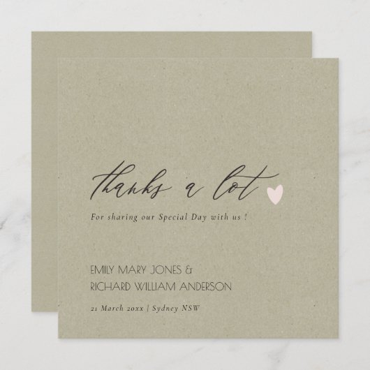 SIMPLE GOLD KRAFT HEART SCRIPT MARIAGE MERCI (Devant / Derrière)