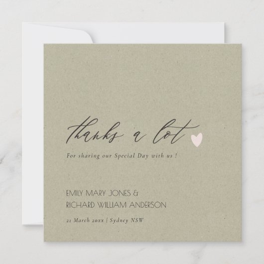 SIMPLE GOLD KRAFT HEART SCRIPT MARIAGE MERCI (Devant)